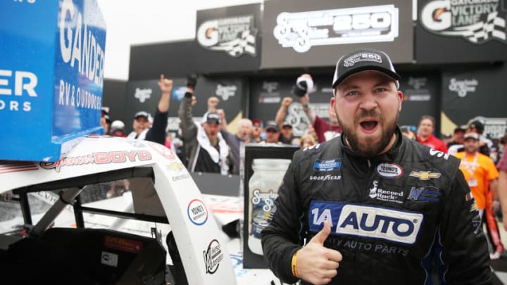 TALLADEGA, ALABAMA - OCTOBER 12: Spencer Boyd, NASCAR Truck Series driver of the #20 Alabama Roofing Professionals Young's Motorsports Chevrolet (Photo by Chris Graythen/Getty Images)