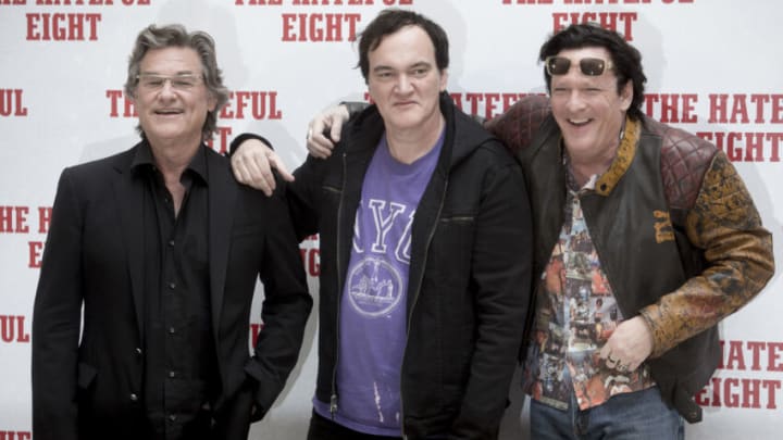 Quentin Tarantino, Kurt Russell, Ennio Morricone and Michael Madsen, presented today the movie " Tha Hateful Eight" during a press conference in Rome. (Photo by Alessandra Benedetti/Corbis via Getty Images)