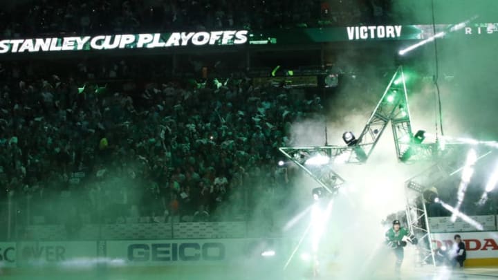 DALLAS, TX - APRIL 16: the Dallas Stars take the ice against the Minnesota Wild in Game Two of the Western Conference Quarterfinals during the 2016 NHL Stanley Cup Playoffs at the American Airlines Center on April 16, 2016 in Dallas, Texas. (Photo by Glenn James/NHLI via Getty Images)