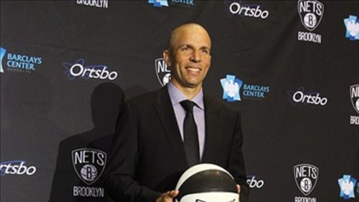 Jun 13, 2013; Brooklyn, NY, USA; Brooklyn Nets head coach Jason Kidd poses for photos during a press conference at Barclays Center. Mandatory Credit: Brad Penner-USA TODAY Sports