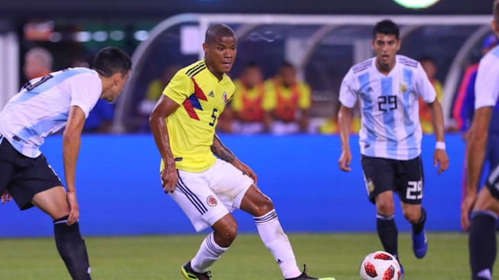 EAST RUTHERFORD, NJ - SEPTEMBER 11: Colombia midfielder Wilmar Barrios (5) during the first half of the International Friendly Soccer game between Argentina and Colombia on September 11, 2018 at MetLife Stadium in East Rutherford, NJ. (Photo by Rich Graessle/Icon Sportswire via Getty Images)