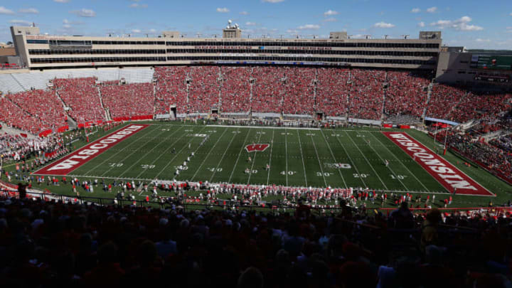 MADISON, WI - SEPTEMBER 19: General view of action between the Wisconsin Badgers and the Troy Trojans during the first quarter of the college football game at Camp Randall Stadium on September 19, 2015 in Madison, Wisconsin. The Badgers defeated the Trojans 28-3. (Photo by Christian Petersen/Getty Images)