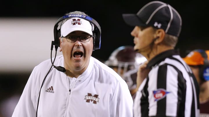 STARKVILLE, MS – OCTOBER 27: Head coach Joe Moorhead of the Mississippi State Bulldogs reacts during the second half against the Texas A&M Aggies at Davis Wade Stadium on October 27, 2018 in Starkville, Mississippi. (Photo by Jonathan Bachman/Getty Images)