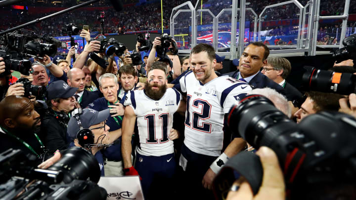 New England Patriots Tom Brady and Julian Edelman (Photo by Maddie Meyer/Getty Images)