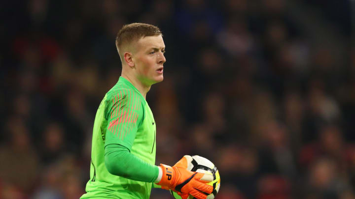AMSTERDAM, NETHERLANDS – MARCH 23: Jordan Pickford of England looks on during the international friendly match between Netherlands and England at Johan Cruyff Arena on March 23, 2018 in Amsterdam, Netherlands. (Photo by Dean Mouhtaropoulos/Getty Images)