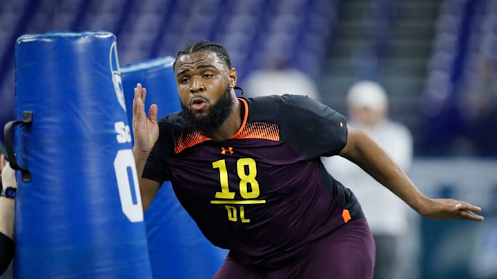 INDIANAPOLIS, IN – MARCH 03: Defensive lineman Christian Wilkins of Clemson works out during day four of the NFL Combine at Lucas Oil Stadium on March 3, 2019 in Indianapolis, Indiana. (Photo by Joe Robbins/Getty Images)