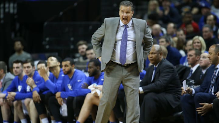 NEW YORK, NY - DECEMBER 11: Head coach John Calipari of the Kentucky Wildcats directs his team against the Hofstra Pride in the first half of the Brooklyn Hoops Winter Festival at Barclays Center on December 11, 2016 in the Brooklyn borough of New York City. (Photo by Michael Reaves/Getty Images)
