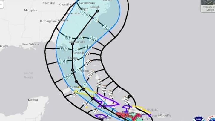 Tropical storm Elsa map showing forecast watches and warningsElsa Arrival