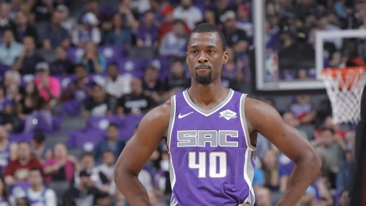 SACRAMENTO, CA – OCTOBER 25: Harrison Barnes #40 of the Sacramento Kings looks on during the game against the Portland Trail Blazers on October 25, 2019 at Golden 1 Center in Sacramento, California. NOTE TO USER: User expressly acknowledges and agrees that, by downloading and or using this photograph, User is consenting to the terms and conditions of the Getty Images Agreement. Mandatory Copyright Notice: Copyright 2019 NBAE (Photo by Rocky Widner/NBAE via Getty Images)