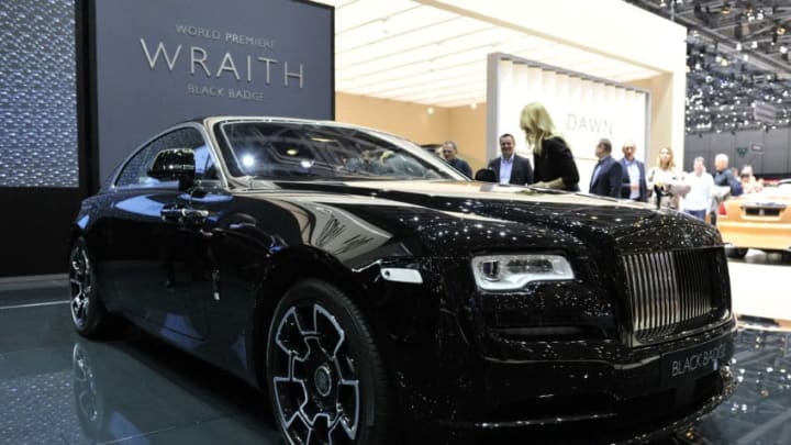 GENEVA, SWITZERLAND - MARCH 02: A Rolls-Royce Wraith Black Badge is displayed during the Geneva Motor Show 2016 on March 2, 2016 in Geneva, Switzerland. (Photo by Harold Cunningham/Getty Images)