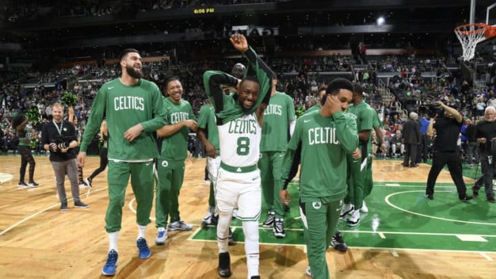 BOSTON, MA - OCTOBER 6: the Boston Celtics looks on before the game against the Charlotte Hornets on October 6, 2019 at the TD Garden in Boston, Massachusetts. NOTE TO USER: User expressly acknowledges and agrees that, by downloading and or using this photograph, User is consenting to the terms and conditions of the Getty Images License Agreement. Mandatory Copyright Notice: Copyright 2019 NBAE (Photo by Brian Babineau/NBAE via Getty Images)
