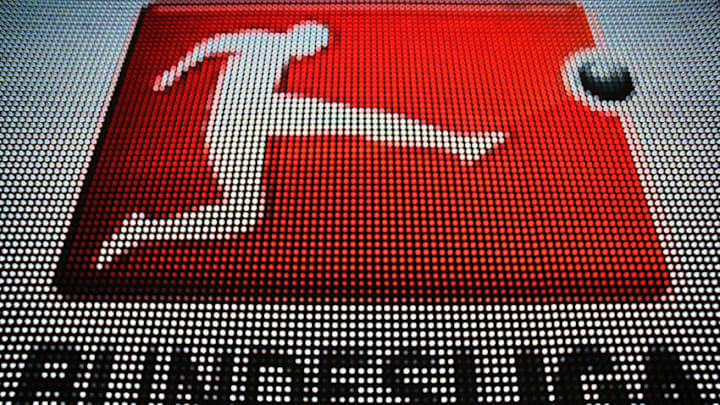 BERLIN, GERMANY - FEBRUARY 20: The Bundesliga logo during the Bundesliga match between Hertha BSC and VfL Wolfsburg at Olympiastadion on February 20, 2016 in Berlin, Germany. (Photo by Stuart Franklin/Bongarts/Getty Images)