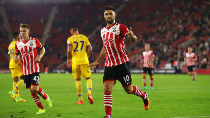 SOUTHAMPTON, ENGLAND – SEPTEMBER 21: Charlie Austin of Southampton celebrates scoring his sides first goal during the EFL Cup Third Round match between Southampton and Crystal Palace at St Mary’s Stadium on September 21, 2016 in Southampton, England. (Photo by Richard Heathcote/Getty Images)