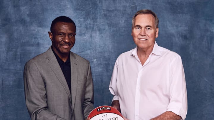LOS ANGELES, CA - FEBRUARY 16: Head Coach Mike D'Antoni of the Houston Rockets and Dwayne Casey of the Toronto Raptors poses for portraits during the NBAE Circuit as part of 2018 NBA All-Star Weekend on February 16, 2018 at the JW Marriott in Los Angeles, California.