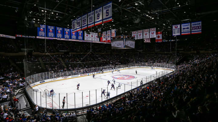 UNIONDALE, NEW YORK – NOVEMBER 01: A general view of the game between the New York Islanders and the Tampa Bay Lightning at NYCB Live’s Nassau Coliseum on November 01, 2019 in Uniondale, New York. New York Islanders defeated the Tampa Bay Lightning 5-2. (Photo by Mike Stobe/NHLI via Getty Images)