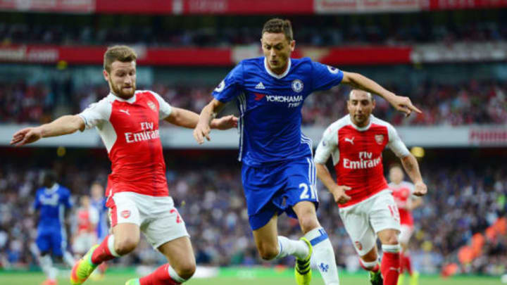 LONDON, ENGLAND – SEPTEMBER 24: Nemanja Matic of Chelsea is challenged by Shkodran Mustafi of Arsenal during the Premier League match between Arsenal and Chelsea at the Emirates Stadium on September 24, 2016 in London, England. (Photo by Chelsea Football Club/Chelsea FC via Getty Images)