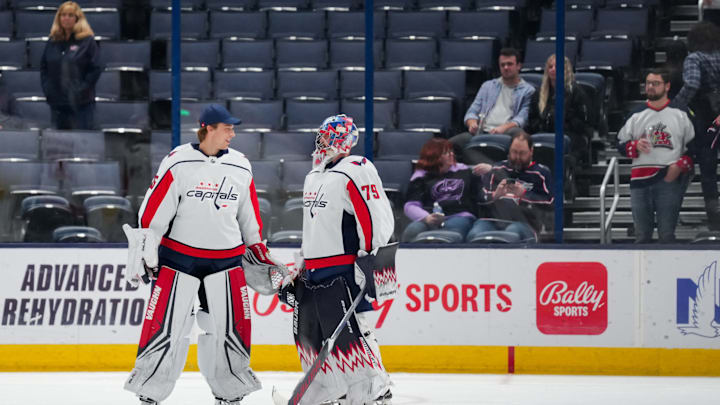 Darcy Kuemper, Charlie Lindgren, Washington Capitals Mandatory Credit: Aaron Doster-USA TODAY Sports