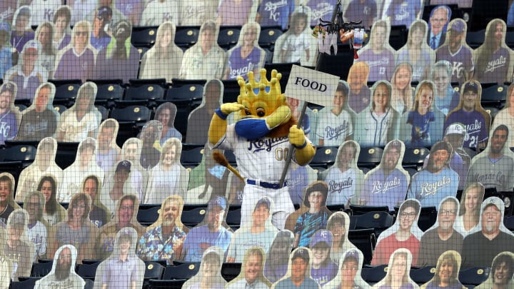 The Kansas City Royals mascot, Sluggerrr (Photo by Jamie Squire/Getty Images)