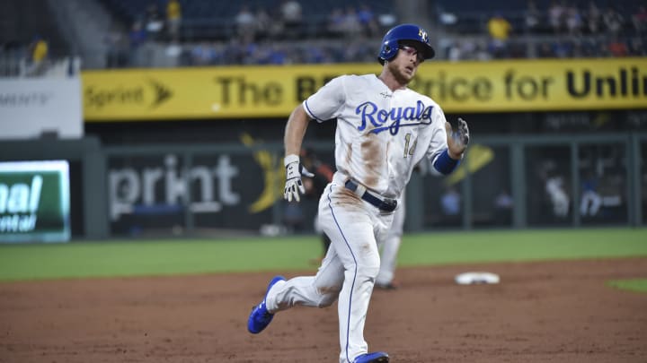 Brett Phillips #14 of the Kansas City Royals (Photo by Ed Zurga/Getty Images)