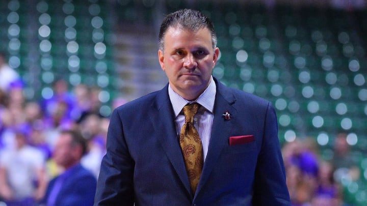 LAS VEGAS, NV – MARCH 10: Head coach Chris Jans of the New Mexico State Aggies looks on during the championship game of the Western Athletic Conference basketball tournament against the Grand Canyon Lopes at the Orleans Arena on March 10, 2018 in Las Vegas, Nevada. New Mexico State won 72-58. (Photo by Sam Wasson/Getty Images)