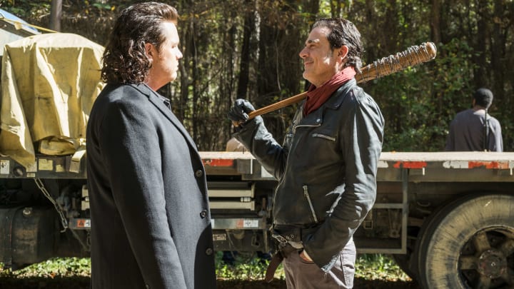 Jeffrey Dean Morgan as Negan, Josh McDermitt as Dr. Eugene Porter - The Walking Dead _ Season 7, Episode 16 - Photo Credit: Gene Page/AMC