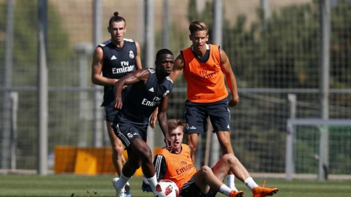 MADRID, SPAIN - JULY 19: Vinicius Junior of Real Madrid in action during a training session at Valdebebas training ground on July 19, 2018 in Madrid, Spain. (Photo by Victor Carretero/Real Madrid via Getty Images)