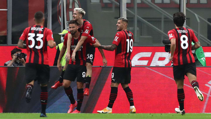 Olivier Giroud scored his first goals for Milan