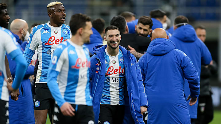 Calciatori del Napoli esultano Calciatori del Napoli esultano