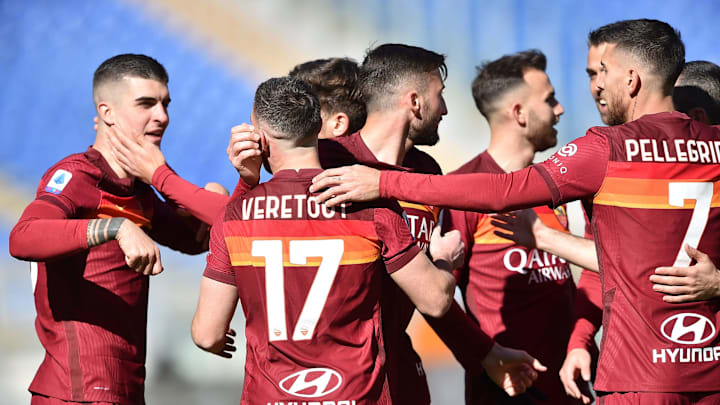 L'esultanza giallorossa con l'Udinese L'esultanza giallorossa con l'Udinese