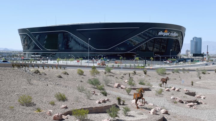 Los Vegas Raiders stadium in the desert.