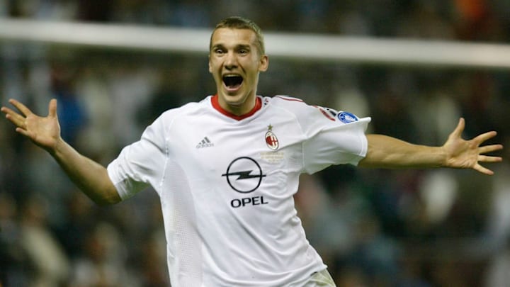 Andriy Shevchenko of AC Milan celebrates