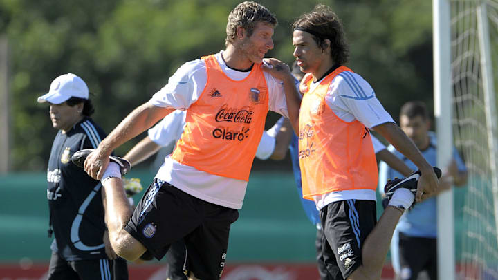 Argentina's forward Martin Palermo and m