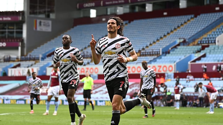 Cavani scored United's third goal against Villa Cavani scored United's third goal against Villa