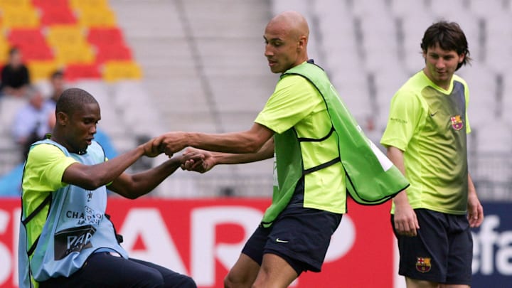 Barcelona players Cameroonian Samuel Eto