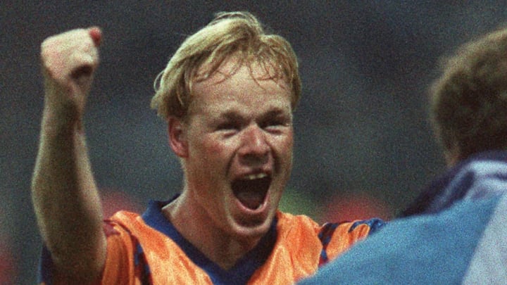 Barcelona's Dutch defender Ronald Koeman jubilates