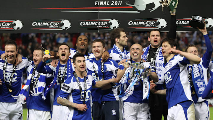 Birmingham City's football team poses wi