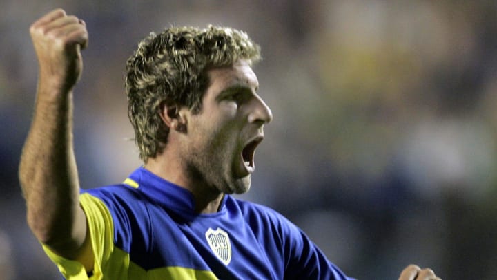 Boca Juniors'  Martin Palermo celebrates