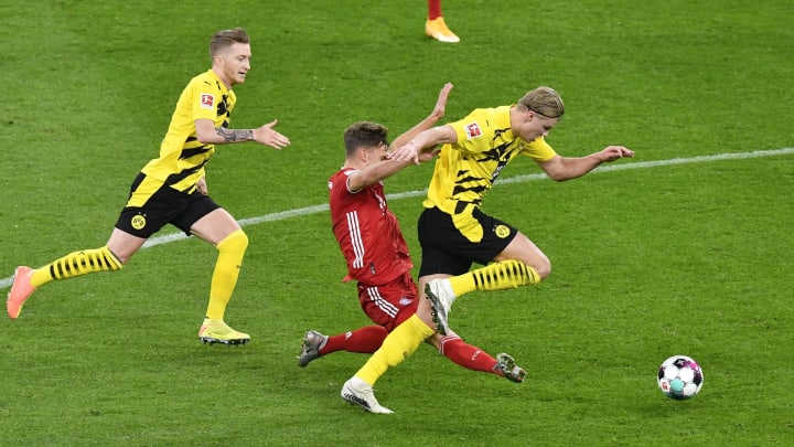 Joshua Kimmich damaged his meniscus after challenging Borussia Dortmund's Erling Braut Haaland