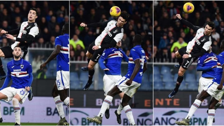 Cristiano Ronaldo en haute altitude face à la Sampdoria. 