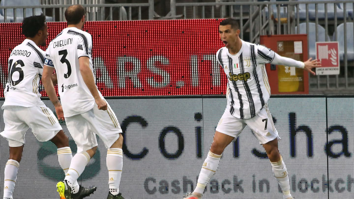 Cristiano Ronaldo celebrates his hat-trick against Cagliari on Sunday Cristiano Ronaldo celebrates his hat-trick against Cagliari on Sunday