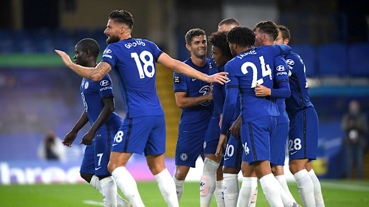 Para pemain Chelsea rayakan gol vs Watford Para pemain Chelsea rayakan gol vs Watford