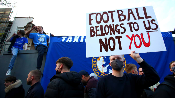 Chelsea fans protested against the ESL on Tuesday night