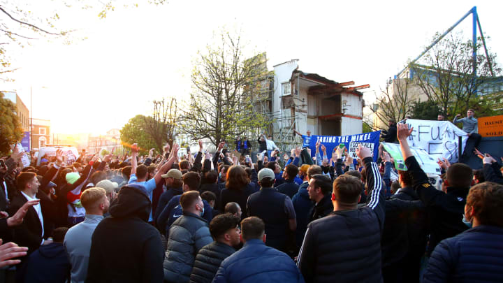 Chelsea fans gathered outside of Stamford Bridge on Tuesday