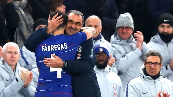 Cesc Fabregas dan Maurizio Sarri