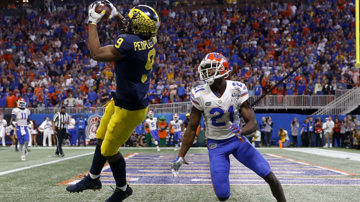 Michigan WR Donovan Peoples-Jones hauling in a TD against Florida in the Peach Bowl