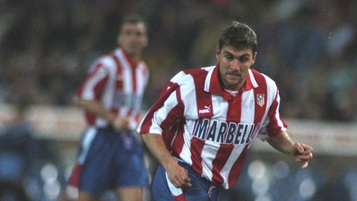 Christian Vieri of Athleico Madrid passes the ball