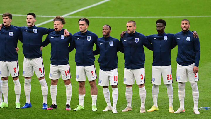 John Stones, Declan Rice, Kalvin Phillips, Jack Grealish, Raheem Sterling, Luke Shaw, Bukayo Saka, Kyle Walker