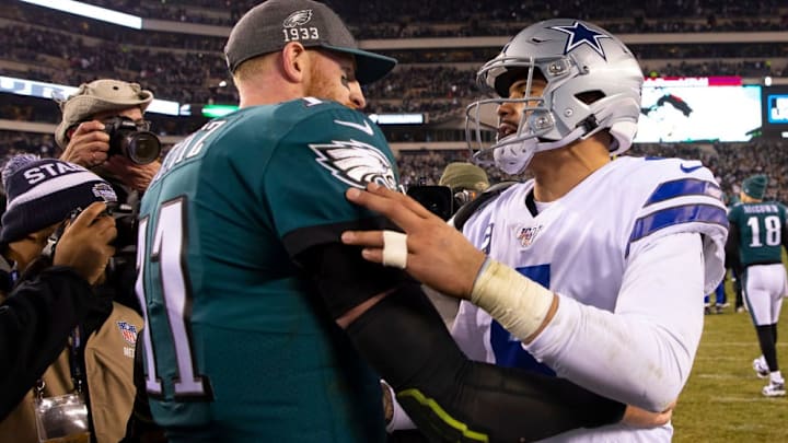 Philadelphia Eagles and Dallas Cowboys quarterbacks Carson Wentz and Dak Prescott