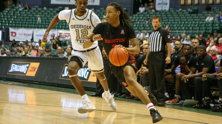 Houston guard Caleb Mills drives to the basket against Georgia Tech. Houston guard Caleb Mills drives to the basket against Georgia Tech.