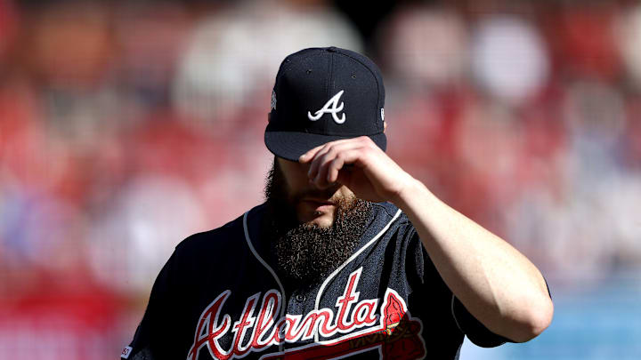 Former Cy Young winner Dallas Keuchel on the mound for the Atlanta Braves in 2019 Former Cy Young winner Dallas Keuchel on the mound for the Atlanta Braves in 2019